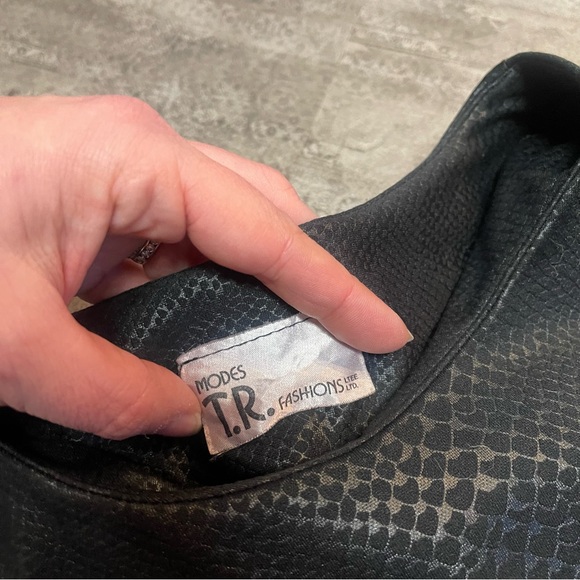 Vintage black animal print cutout midi dress size Medium - Picture 3 of 8